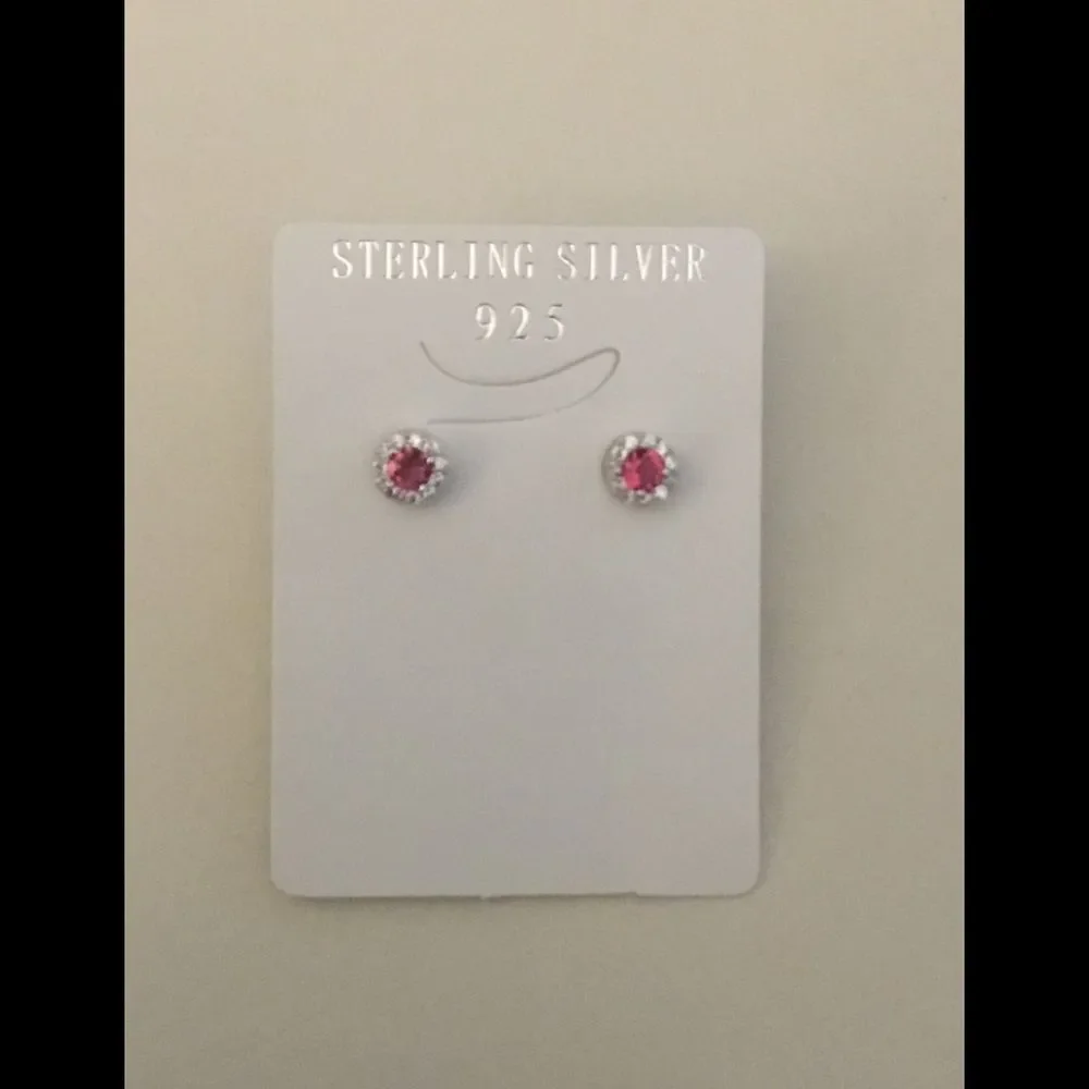 Sparkling Ruby & White Topaz Round Halo Earrings